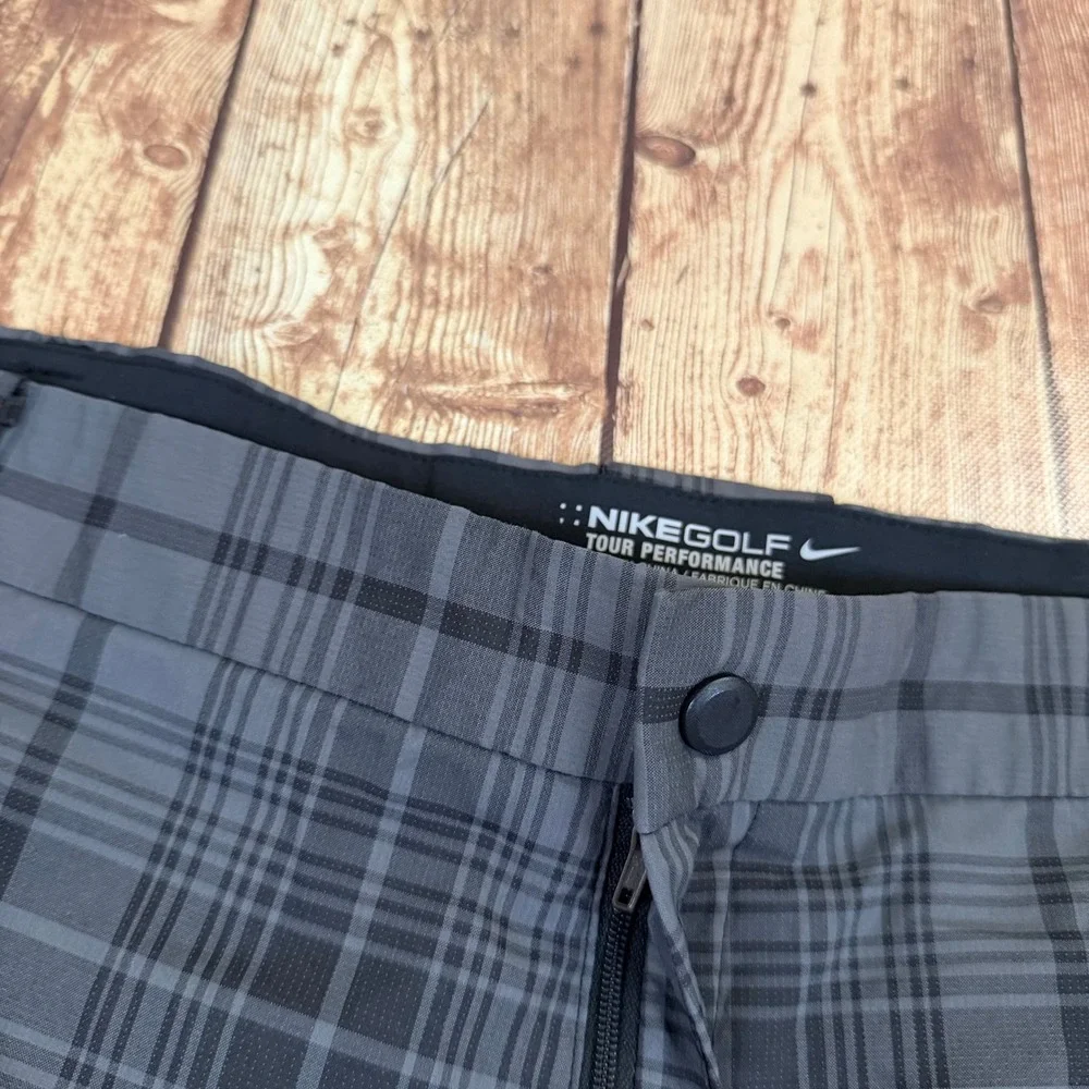 Nike Tour Performance Golf Shorts Mens 40 Gray Plaid Dri Fit Activewear